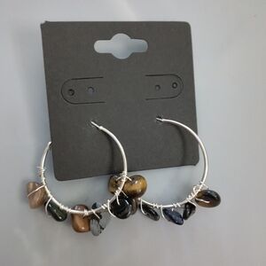 Handwired Tiger Eye Hoops
